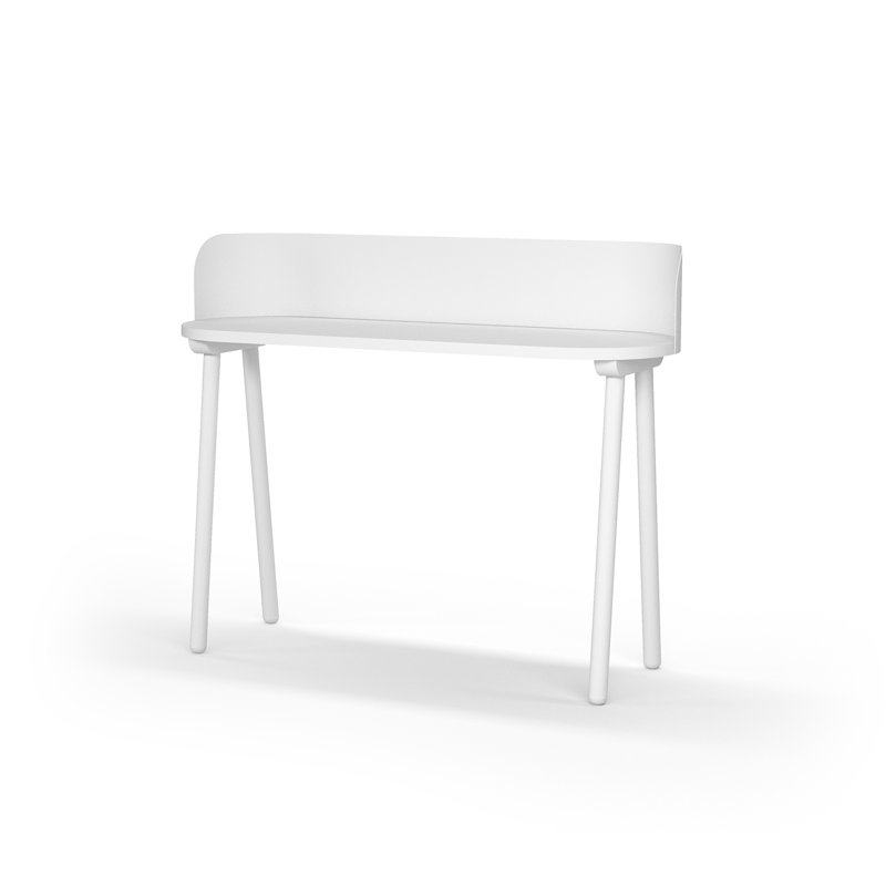 Eta Oval Solid Wood Base Writing Desk, White, White