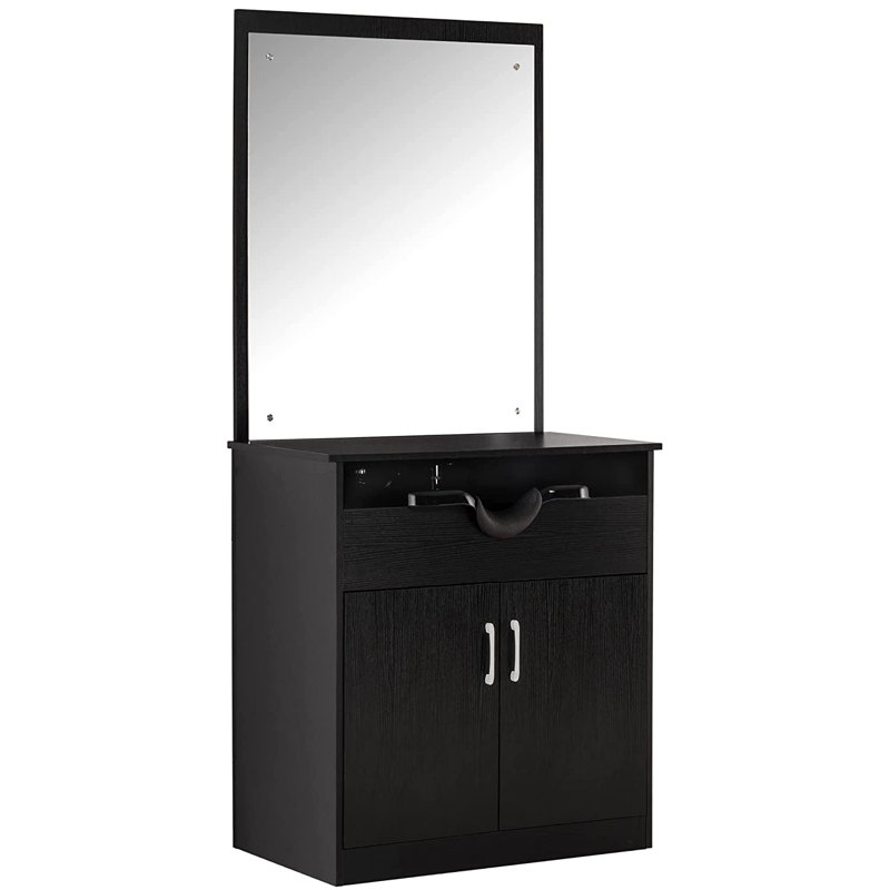 Shampoo Wash Station with Backwash Mirror, Noir