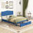 Upholstered Linen Standard Bed with Drawers-998832101