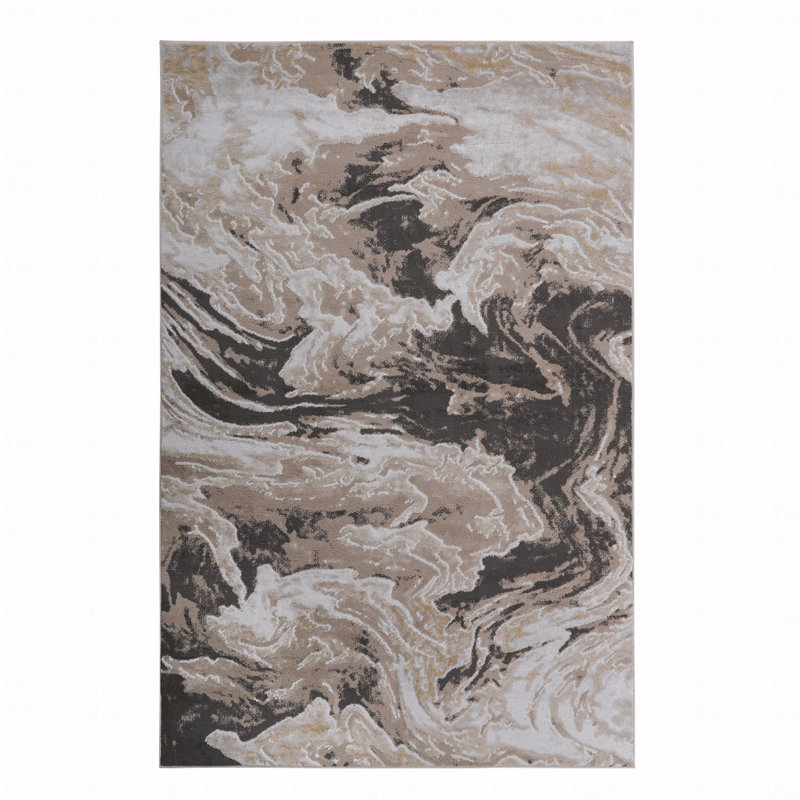 Tapis abstrait élégant et résistant aux taches, Rectangulaire 2 pi x 3 pi