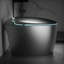 Toilette intelligente avec fonctions pour l'utilisateur, siège à ouverture / fermeture automatique, capteur de pied, toilette avancée pour salle de bain grise, style élégant-121634159