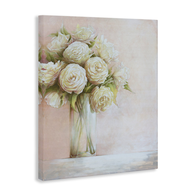 Art romantique sur toile bouquet de roses romantiques par Cloverfield & Co., H 20 po x l 16 po