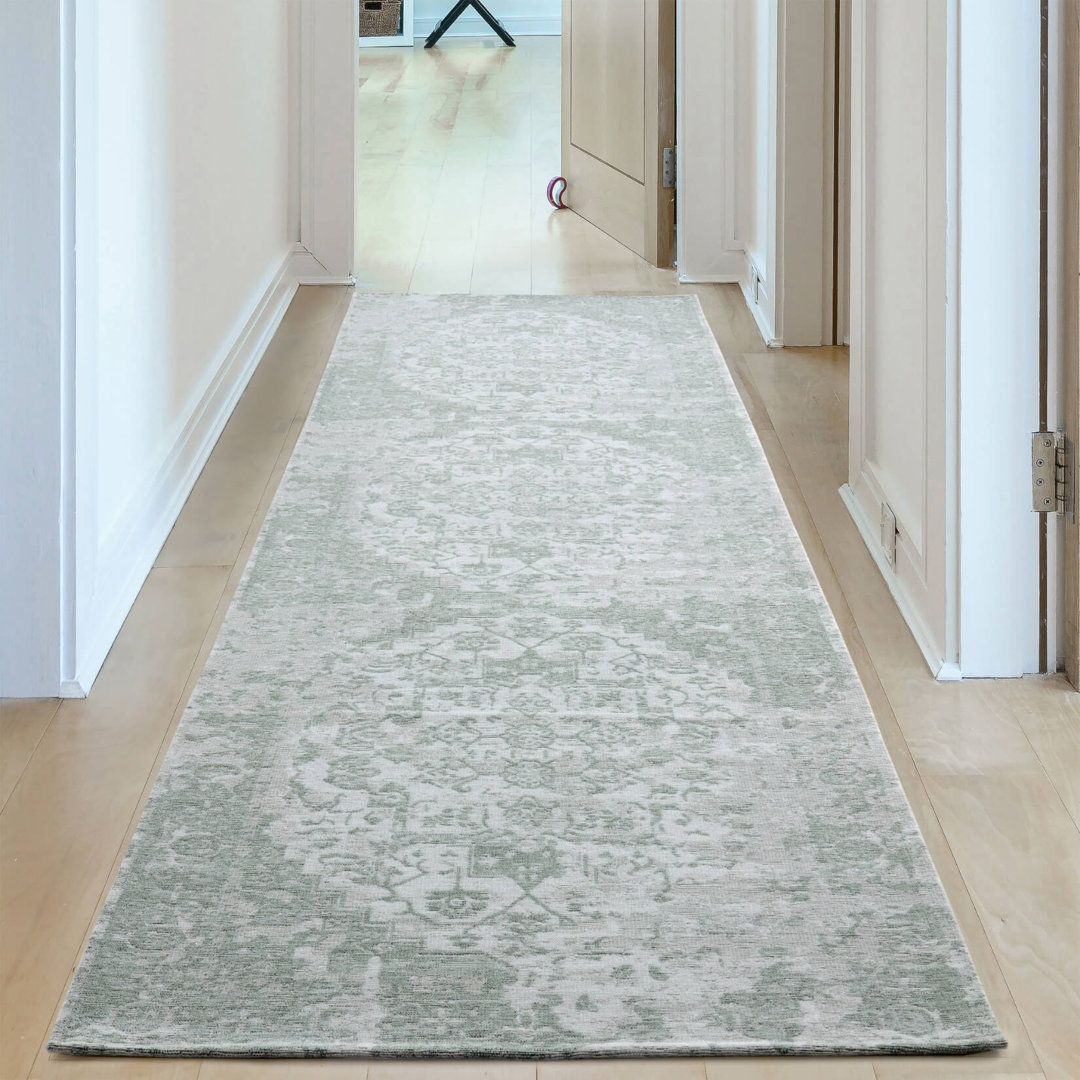 Carina Modern Washable Rugs in Green | 6961