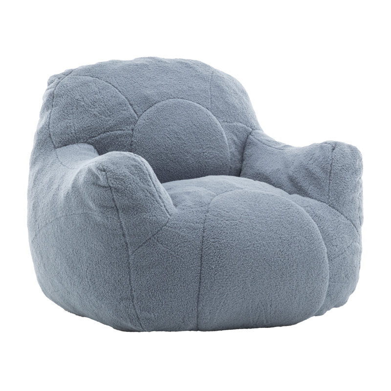 Bean Bag Chair With Filler, 30" H x 41.4" W x 37.8" D , Light Blue Teddy