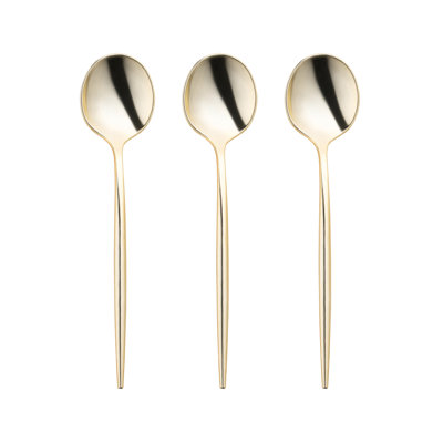 Shiny Gold Moderno Disposable Plastic Dessert Spoons