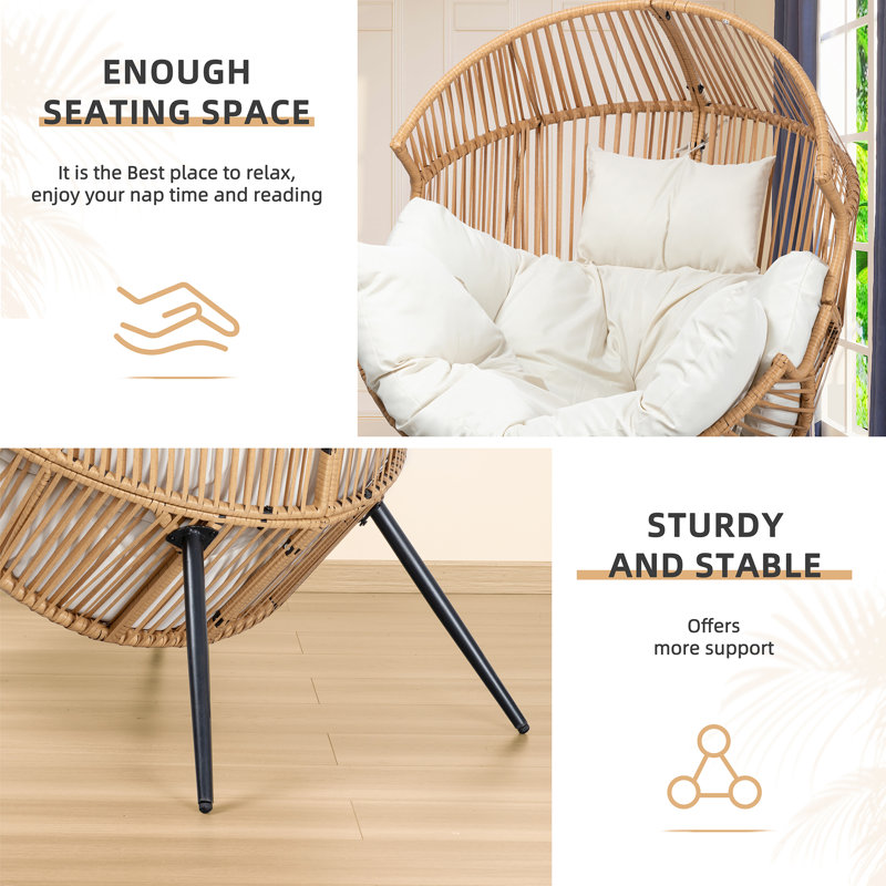 Fauteuil à œufs avec coussin Casi, Beige / Naturel