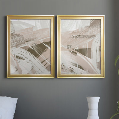 Earthtone Swipe I - ensemble de 2 peintures sur toile encadrées