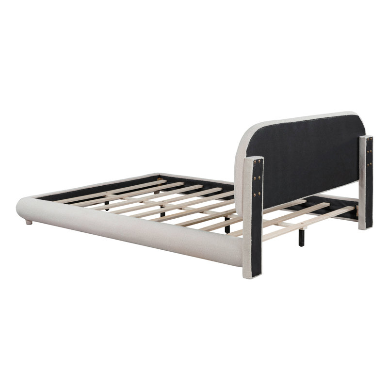 Lit plateforme en tissu d'ameublement Teddy, Grand lit