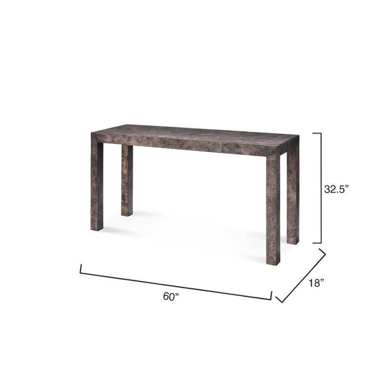Gray Burl Wood Veneer Console Table, 60 Inch