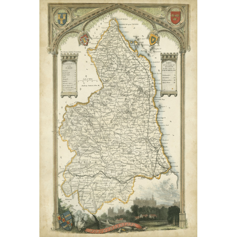 Map Of Northumberland - Wrapped Canvas Print, 76cm H x 51cm W x 3.8cm D