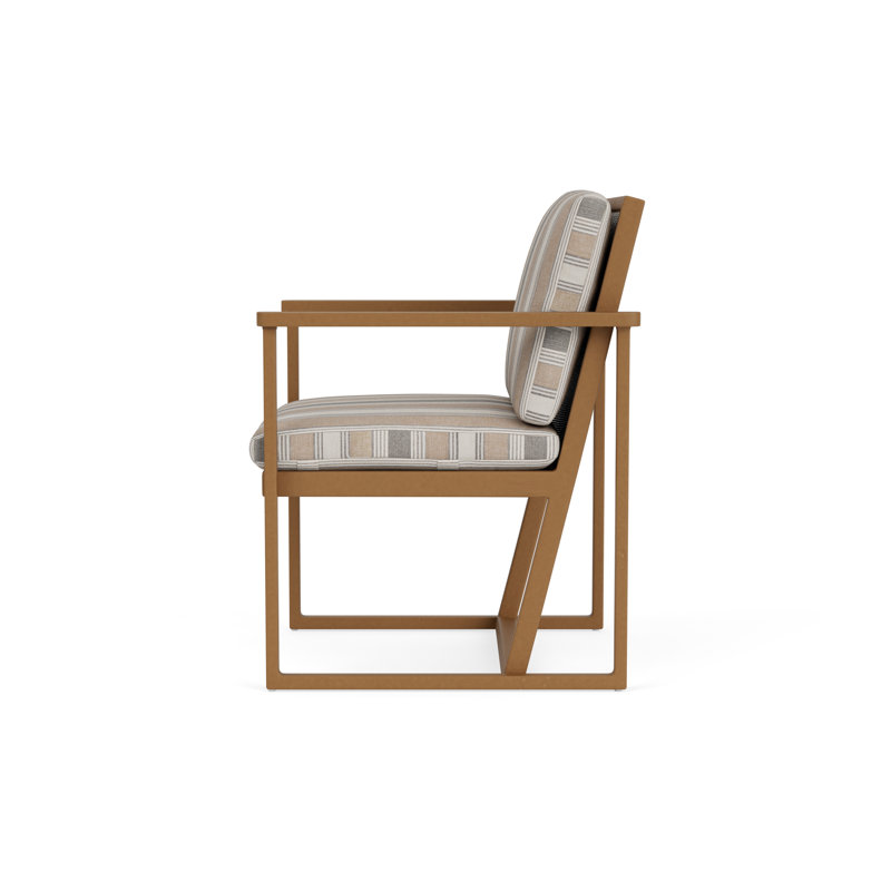 Summit Outdoor Dining Armchair, Linen, Purveyor Pewter, Hickory