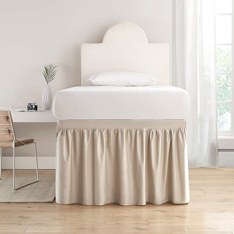 Panneau de jupe de lit en coton avec attaches (1 panneau), Beige sépia, Simple TG