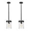 Luminaire suspendu pour grand îlot de cuisine à 1 lumière avec abat-jour en verre martelé transparent Levona (ensemble de 2)-605246604