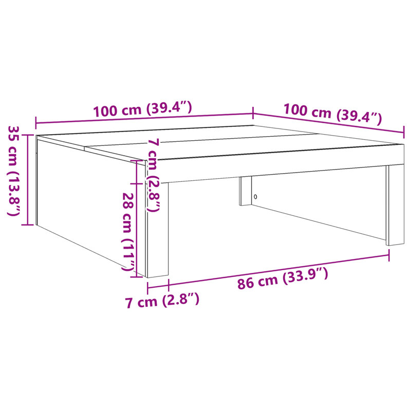 Jiashu Sled Coffee Table, Grey