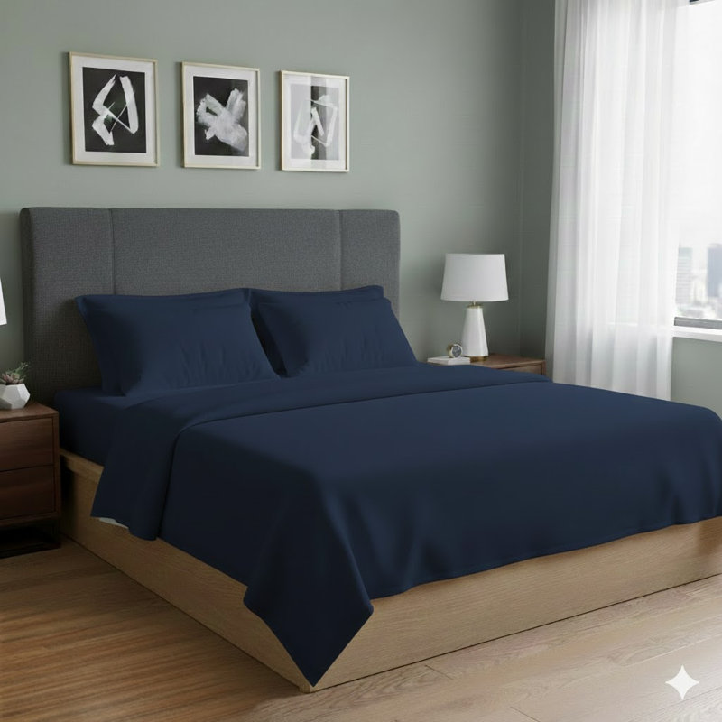 All-Season Microfiber Sheet Set - Soft, Lightweight, And Durable, Blue, Queen Sheet Set with 4 Pillowcases