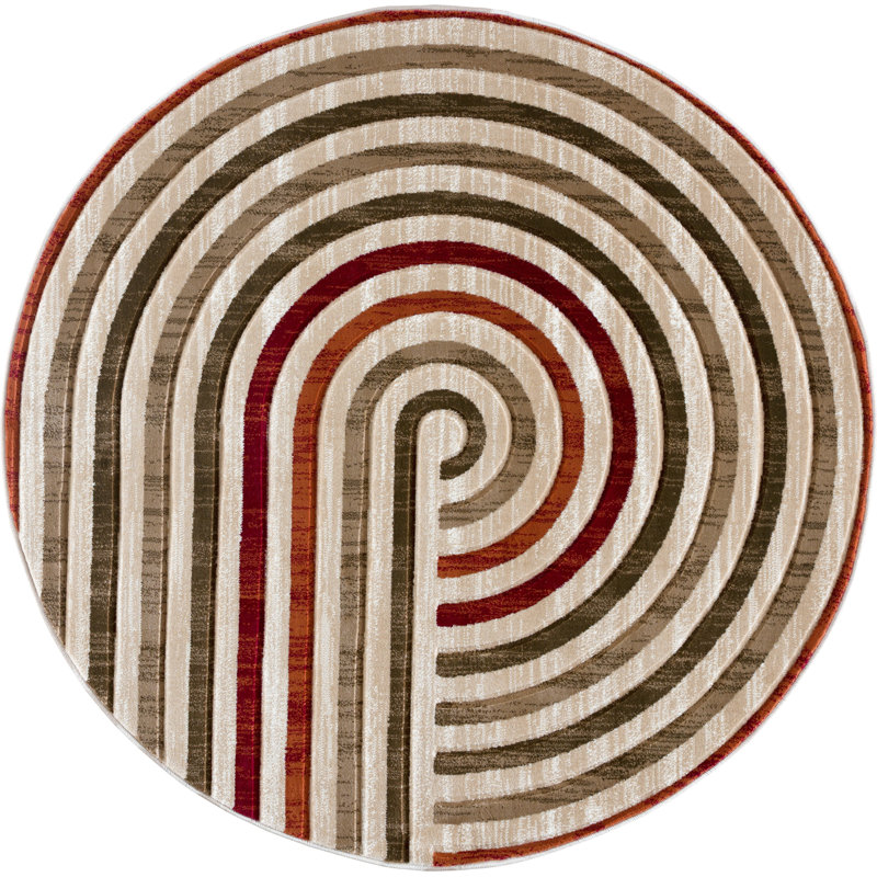 Alexia Collection Geometric Modern & Contemporary Area Rug, 5'2 Round