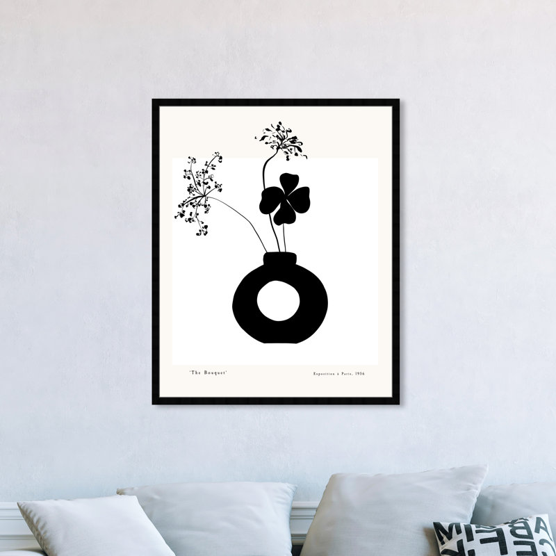 " Black And White Flower In A Vase " by Oliver Gal, Black, 47" H x 38" W