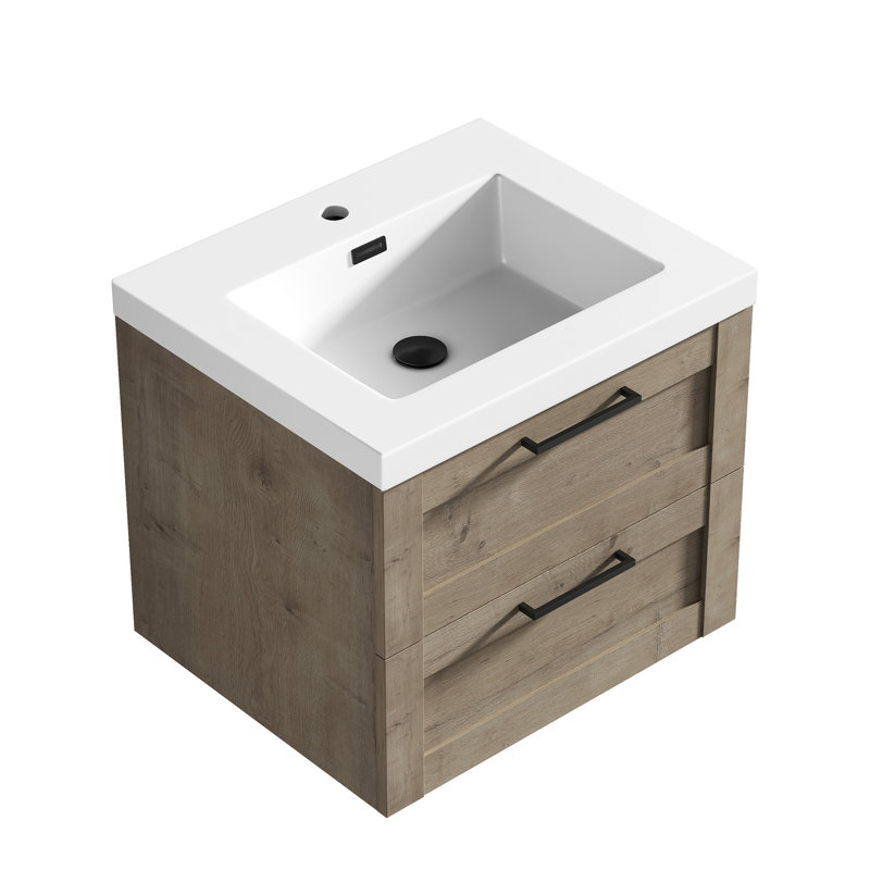 Village 24" Wall-Mount Single Bathroom Vanity with Engineered Stone Top, Eve