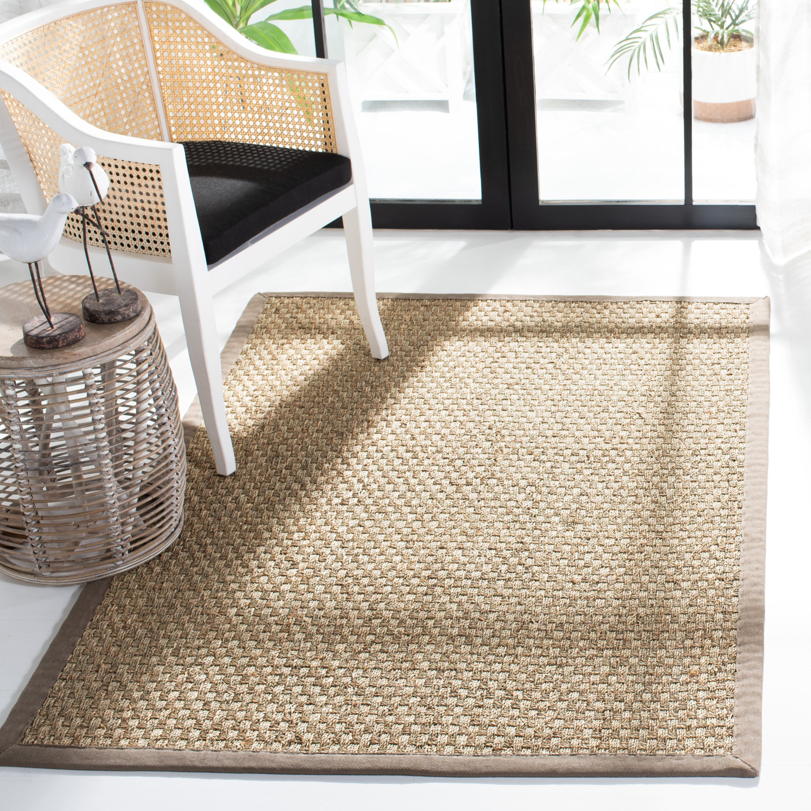 Lasone Natural Gray Seagrass Rug, Rectangle 10' x 14'