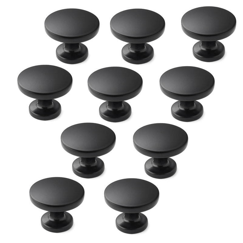 Matte Black Round Cabinet Knobs with Mounting Hardware, 10 Pack