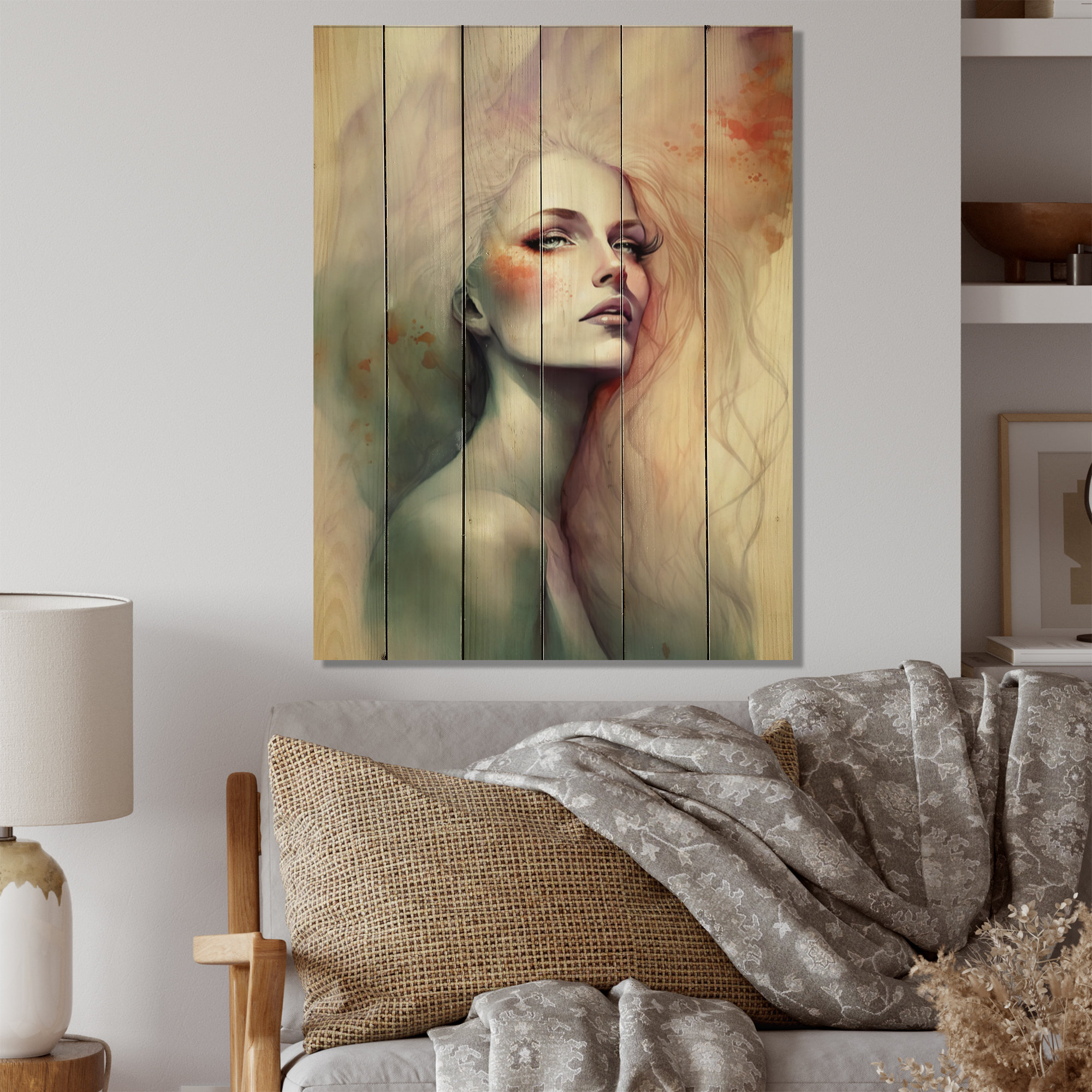 Everly Quinn Charvis Sensual Woman Impression Watercolor III On Wood ...