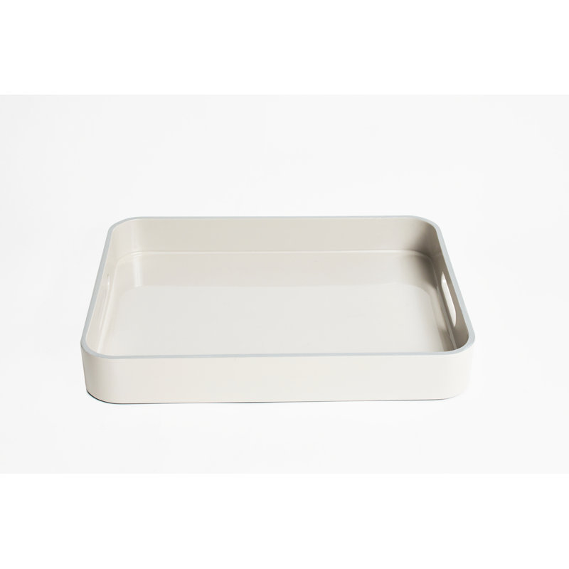Plateau laqué - argent et gris - grand, H 2 po x l 24 po x P 12 po, Argent et gris