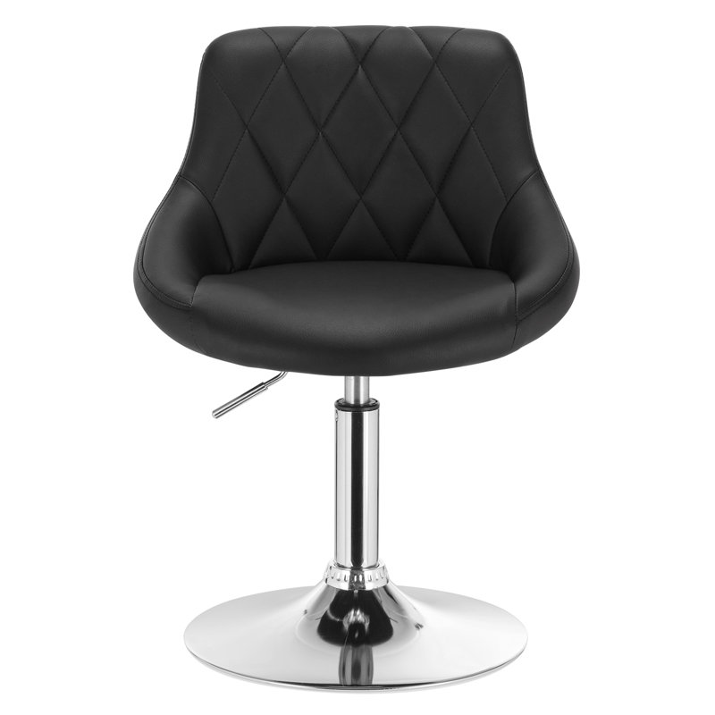 Dequesha Swivel Upholstered Adjustable Height Counter Stool, Black