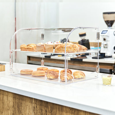Pastry Display Case, 2-Tier Commercial Countertop Bakery Display Case, 22"x14"x14", Acrylic Display Box with Rear Door Access & Removable Shelves, Keep Fresh for Donut Bagels Cake Cookie