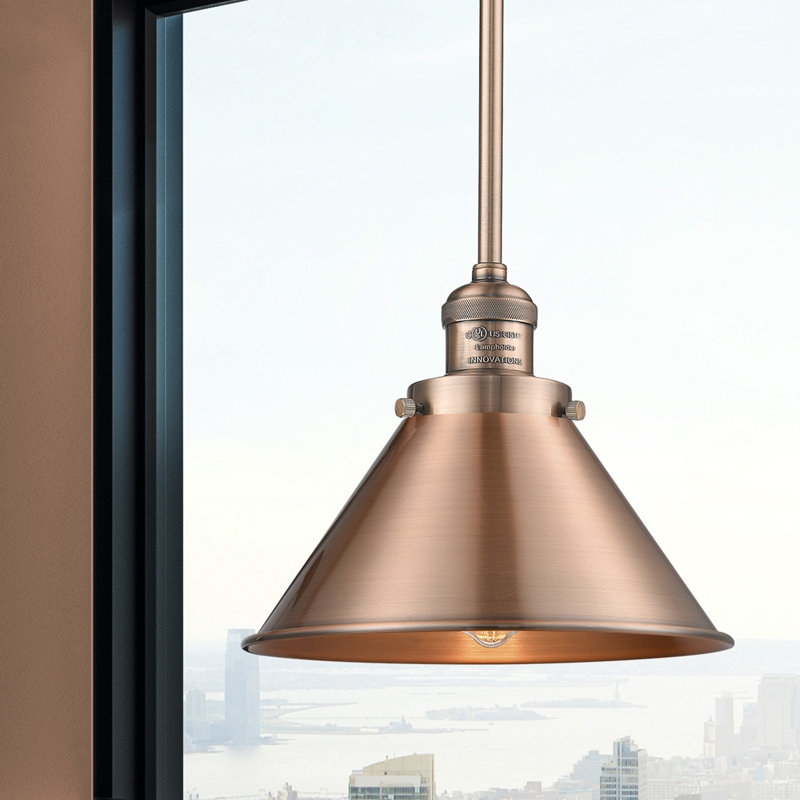 Luminaire suspendu conique à 1 lumière Paylor, Ampoule DEL 6 watts Vinage, Cuivre antique, Cuivre antique