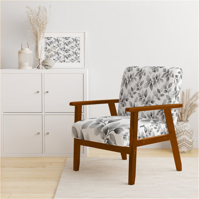 Chaise rembourrée Country Farmhouse - Fauteuil gris avec pétales sauvages