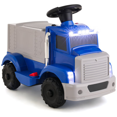 Camion électrique 6V pour enfants, jouet autoportant à piles pour tout-petits, capacité de poids de 55 lb, rangement à double porte, musique intégrée et klaxon, roues antidérapantes, pédale avec marche avant et arrière