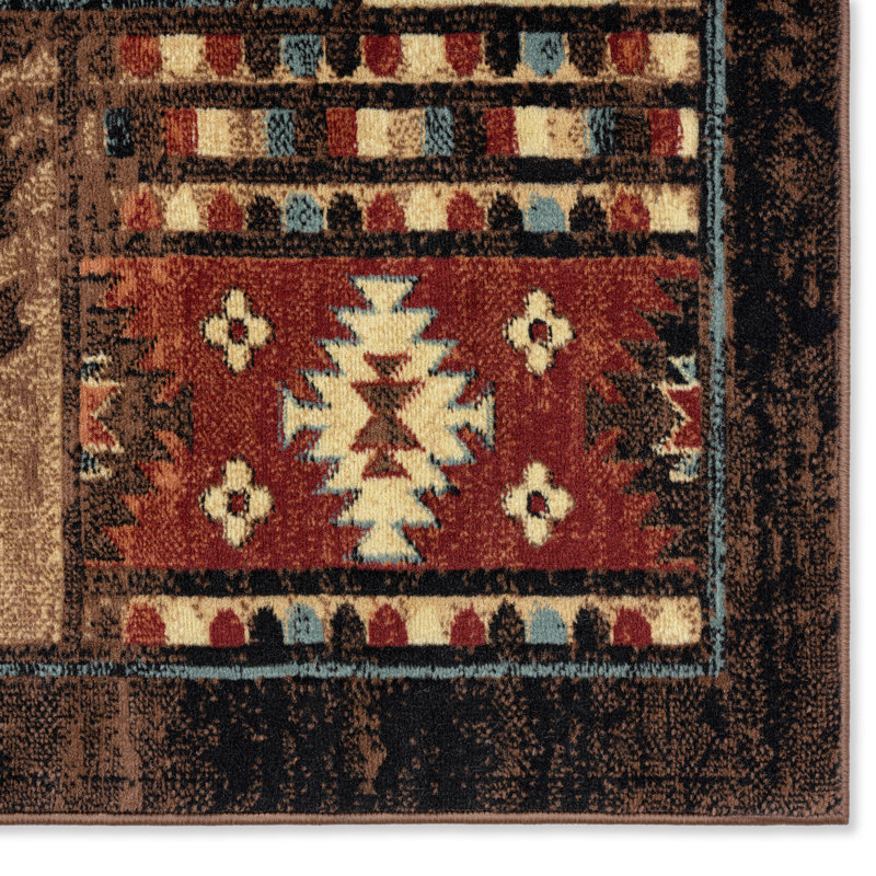 Tapis brun Navya Southwestern, Tapis de couloir 1 pi 10 po x 6 pi 10 po