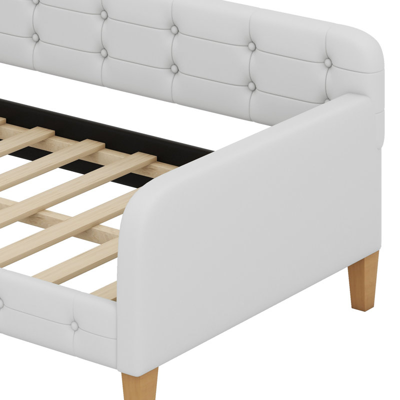Upholstered Daybed With 4 Support Legs, Beige