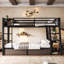 Structure de lit superposé simple pour les petits espaces de chambre à coucher Métal noir profond avec tablettes de rangement Bande lumineuse à DEL et multiprise USB-129460991