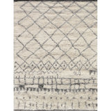 Wool Geometric Area Rug in Gray/Ivory