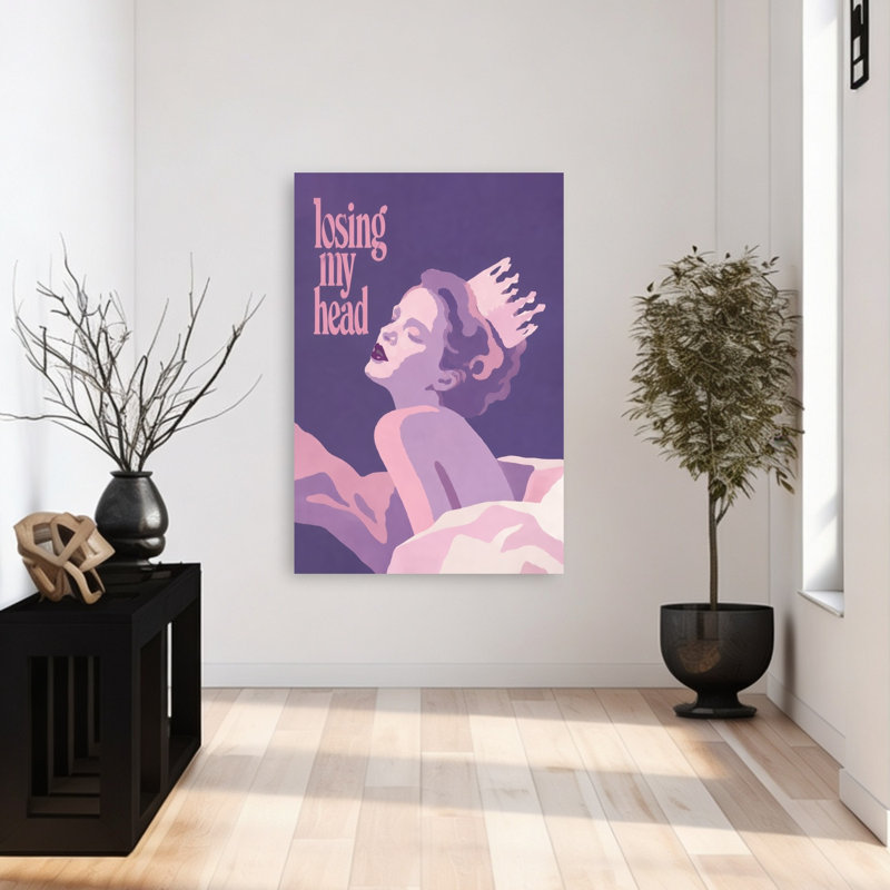 «Dreamy Queen with Crown Abstract Contemporary Art», reproduction d'art mural, H 48 po x l 32 po