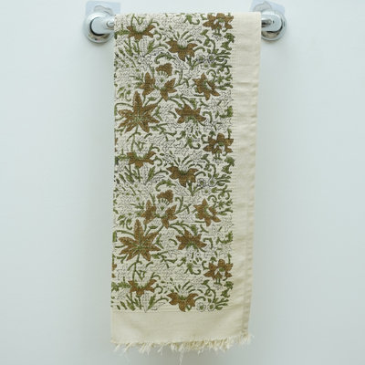 100%Cotton Floral Hand Block Print Waffle Hand Towels - Soft, Absorbent, and Handcrafted to Perfection (Saptrishi, Brown)