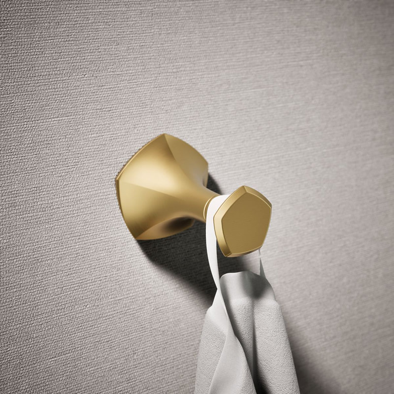 Occasion® Wall Mounted Robe Hook, Vibrant Brushed Moderne Brass