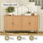 Buffet rétro de 57,87 po de largeur avec tablettes réglables et 4 portes avec placage en bois massif-141203222