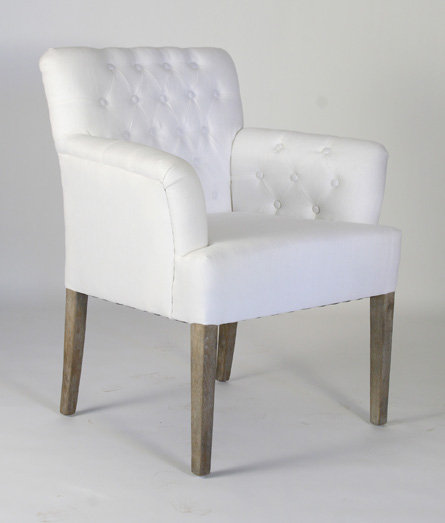 Barrois Tufted Armchair, White 100% Linen
