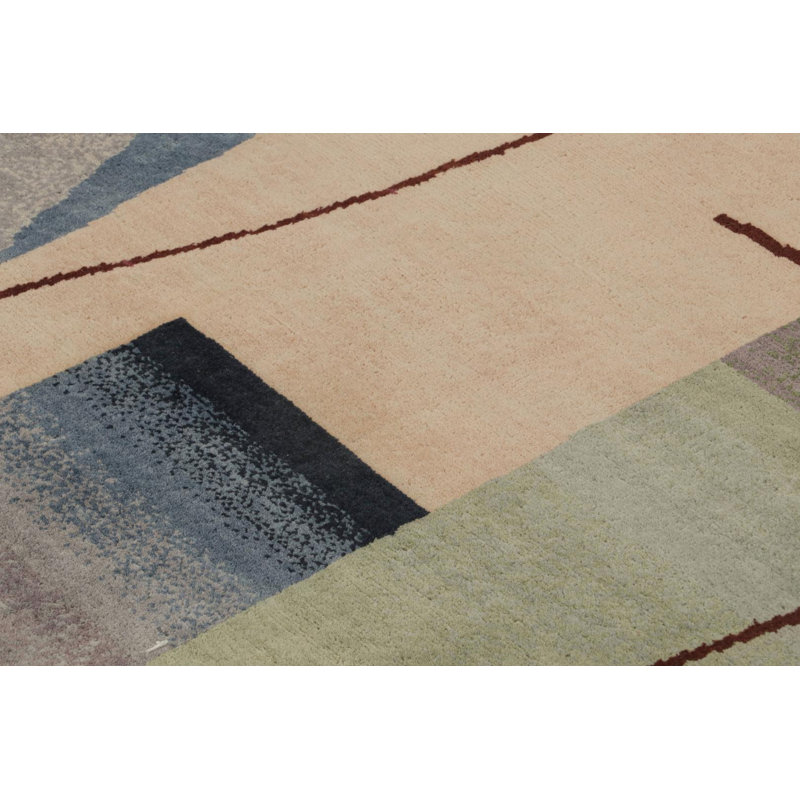 Art Deco Handmade Kilim Wool Geometric Area Rug, Rectangle 12' x 18'