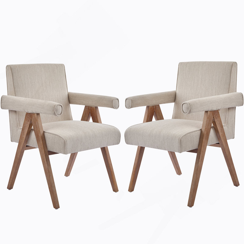 Fauteuil de salle à manger en tissu Poppy, Beige