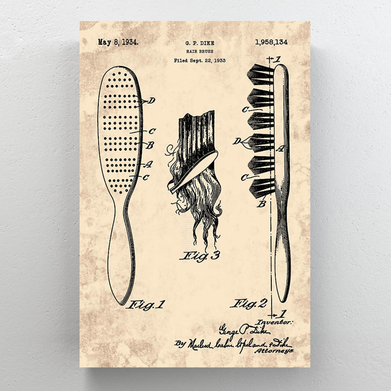 «Hair Brush Design On The May 8, 1934 - 1 pièce, impression sur toile tendue, H 36 po x l 24 po x P 2 po