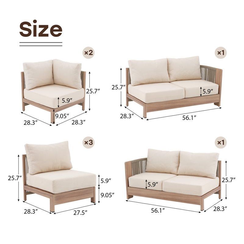 Ensemble de conversation modulaire en aluminium pour 9 personnes avec repose-pieds