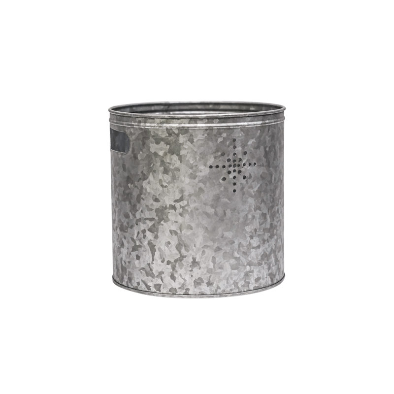 Galvanised Steel Planter Bucket with Star, Galvanised