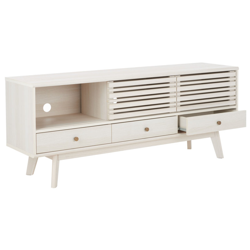 Topeka 3 Drawer 1 Shelf TV Stand, Bleached White