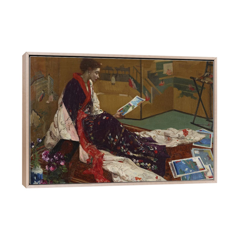 «Caprice In Purple And Gold The Golden Screen», reproduction d'art sur toile encadrée, 32 po x 48 po, Toile avec cadre, Beige