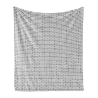 Ambesonne Brick Fleece Throw Blanket Geometric Greyscale Pale Grey and Dimgray