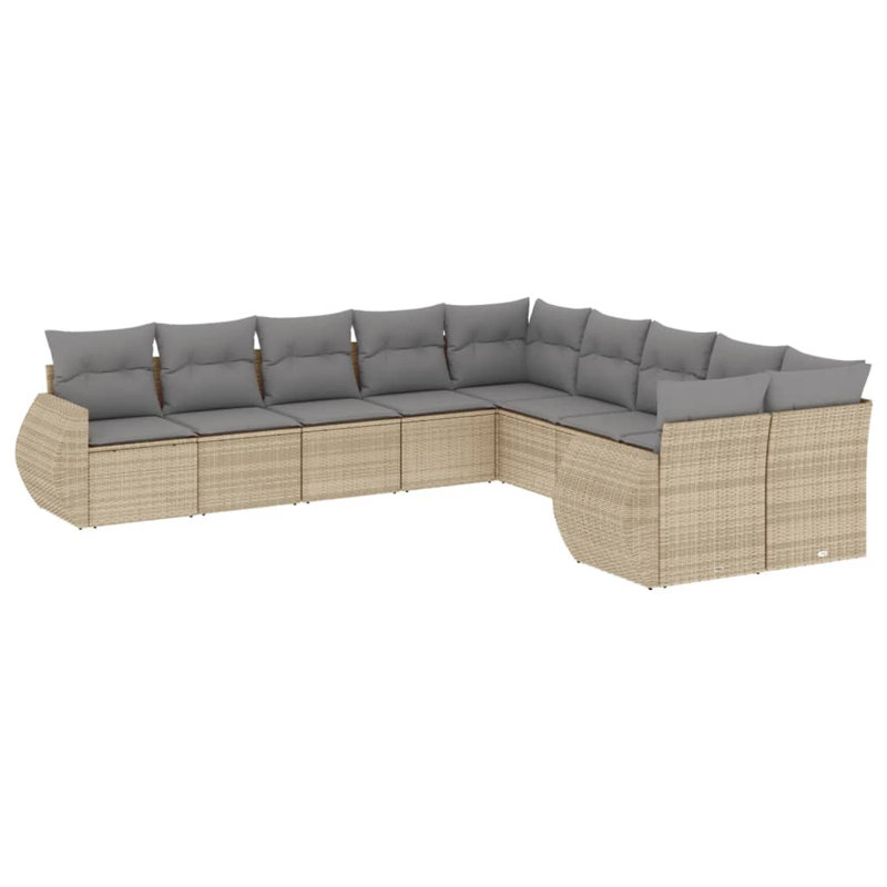  Ensemble de canapé de jardin Beige PE Rattan Large