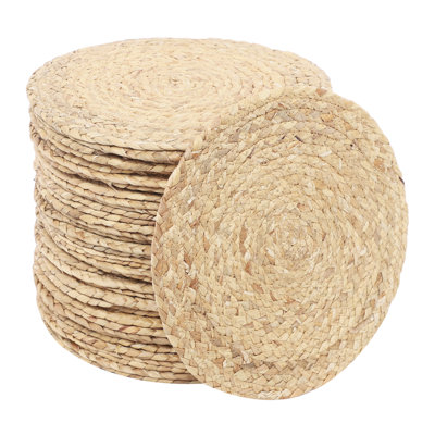 Ensemble de 40 napperons en jacinthe d'eau tissés à la main, tables rondes résistantes à la chaleur pour la salle à manger, la cuisine, les restaurants et les fêtes